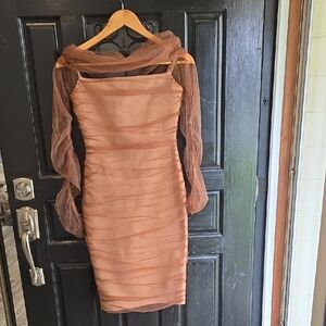 Fashion Nova Copper Long Sleeve Dress